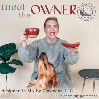 Mora Ceramic Latte Art Mug With Saucer - 10.5 oz, Round Bottom For Perfect Pours - Cafe Cups for Cappuccino, Espresso, Coffee, Tea etc - Porcelain Set for Baristas, Great Gift - Crimson Red