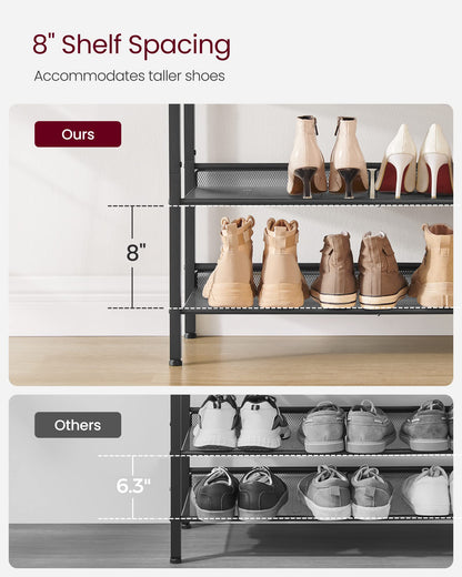 VASAGLE Shoe Rack for Entryway, Freestanding, Adjustable, Industrial