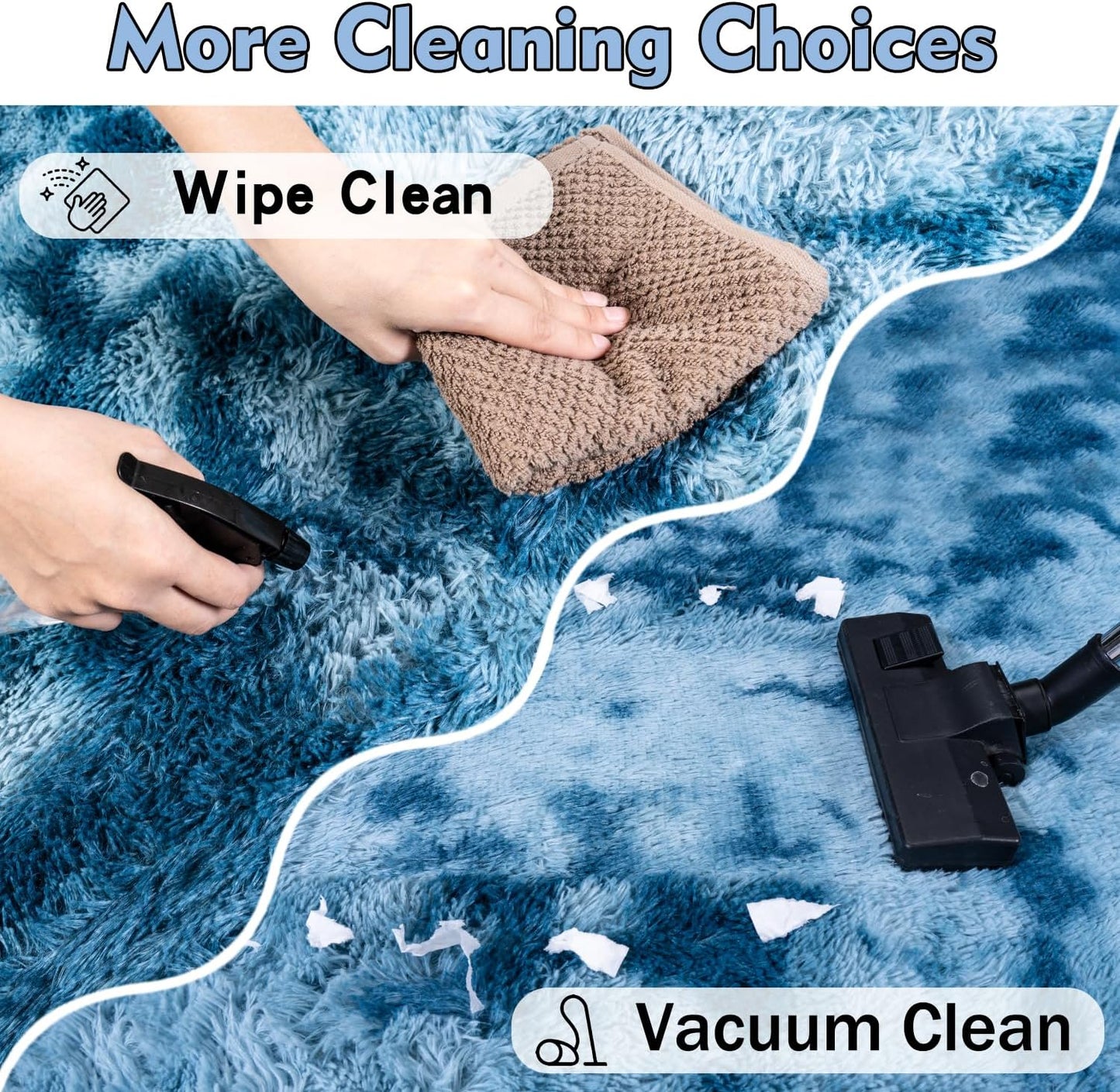 Rezutan Soft Rug for Living Room Bedroom Large Comfy Modern Shaggy Fuzzy for Kids, Plush Indoor Nursery Classroom Home Decor Bedside with Non-Slip Bottom, Peacock Blue, 5X7 Feet