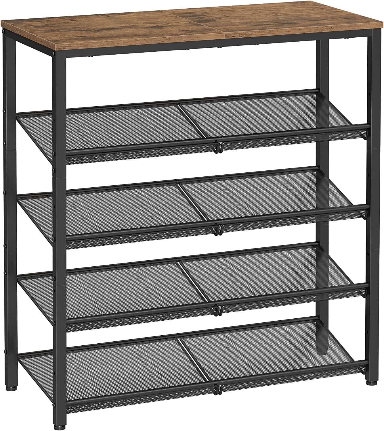VASAGLE Shoe Rack for Entryway, Freestanding, Adjustable, Industrial