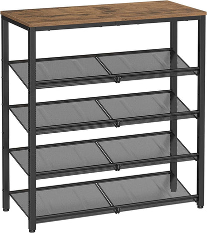 VASAGLE Shoe Rack for Entryway, Freestanding, Adjustable, Industrial