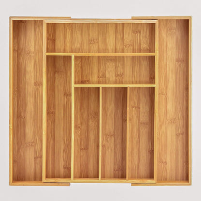 Totally Bamboo Kitchen Drawer Organizer, Expandable Silverware Organizer and Utensil Holder, 8 Compartments with Dividers