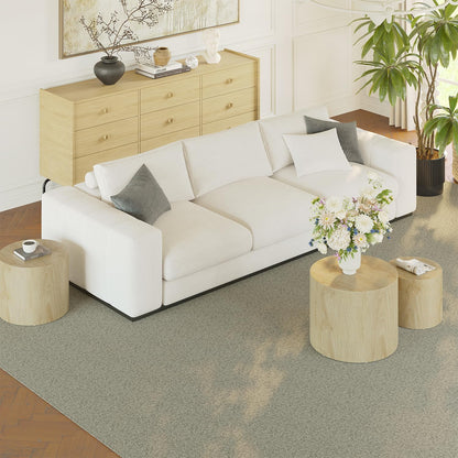 Vikiullf Nesting Coffee Table Set of 3, Round Wooden Coffee Tables, Modern Circle Table for Living Room Side Table End Table, Saving Space Design and No Need Assembly,Natural Wood Grain