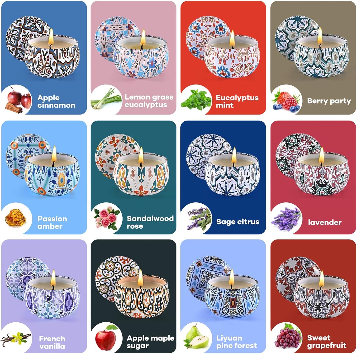 Scented Candles Gift Set, Candles for Home Scented 12 Pack, 300 Hours Long Lasting Soy Wax Aromatherapy Candle Set, Friends Moving Away, Birthday, Retirement Gifts for Women with Gift Box