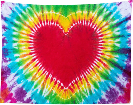 Loccor 12x10ft Tie Dye Tapestry Heart Sign Tie-Dye Abstract Wall Hanging Bedroom Aesthetic Colorful Room Decor Party Backdrop for Bedroom Living Room Dorm Decor （Pattern Painted on Polyester Fabric）