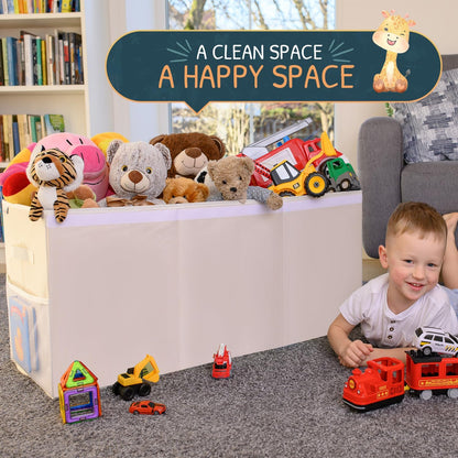 Extra Large Toy Storage Organizer with Lid - Sturdy, Collapsible Toy Chest Storage Box Design - Toys Bin with Dividers for Kids, Nursery, Bedroom, Playroom 37"x16"x14"