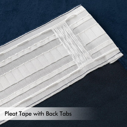 MIULEE Navy Blue Velvet Curtains 108 inches Long 2 Panels - Luxury Pinch Pleated Room Darkening Window Drapes for Bedroom Living Room Thermal Insulated Super Soft Blackout, Back Tab Rod Pocket