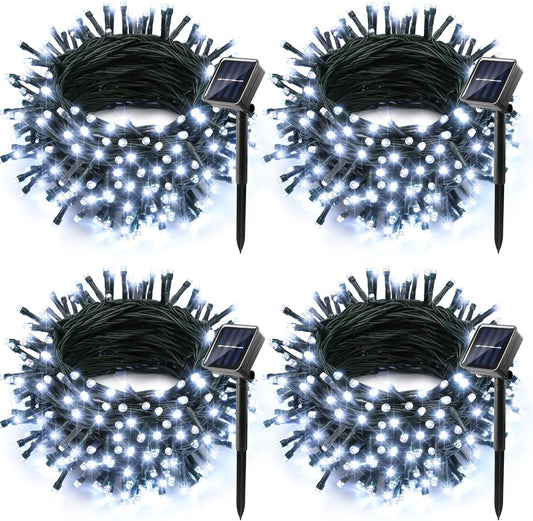 Joomer Solar Christmas Lights Outdoor 4 Pack Total 156FT 400LED 8 Lighting Modes Solar String Lights Waterproof Fairy Tree Lights for Garden Yard Patio Christmas Decoration (White)