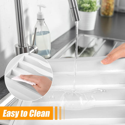 Bellsal Large Premium Bamboo Silverware Organizer - Expandable Utensil Drawer Organizer - 17"x19.6" Utensil Holder and Cutlery Tray with Grooved for Kitchen Flatware and Utensils(7-9 Slot, White)