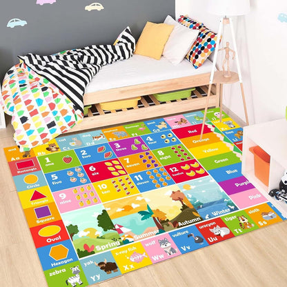 Kids Rug ABC Rug, Play Mat for Kids Playroom ABC Educational Area Rug for Playroom Classroom Elementary Preschool Rugs wtih Numbers Animals (4x6ft)