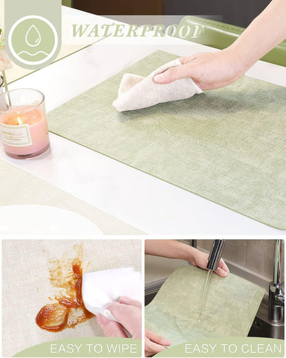 SUEH DESIGN Leather Placemats Set of 6 Reversible Table Mats Heat Resistant Waterproof No-Slip Place Mats for Dining Table Kitchen Parties