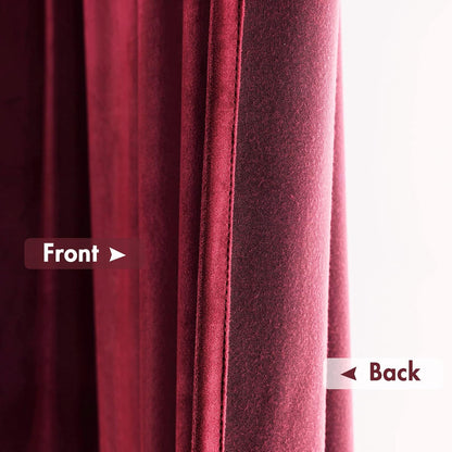 MIULEE Burgundy Velvet Curtains Thermal Insulated Blackout Curtain Christmas Drapes for Bedroom Living Room Darkening 63 Inches Long Curtains Panels Rod Pocket Set of 2
