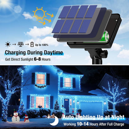 4 Pack Solar String Lights Outdoor - 320LED 132FT Solar Fairy Lights Waterproof 8 Modes, Copper Wire Solar Powered Twinkle Lights for Outside Tree Garden Christmas Wedding Party Decor, Blue White