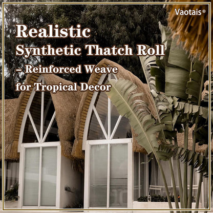 Realistic Synthetic Thatch Roll Sun-Bleached Yellow - 18 & 30 Inch Widths - Reinforced Weave for Mexican Palapa, Tiki Bars, Hawaiian Parties & Patio Decor (18 Inch Width x 10 Feet Length)