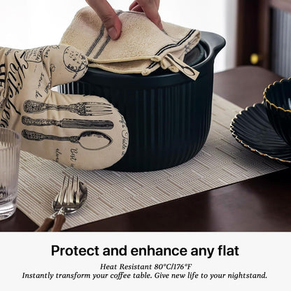 LEXMORE Placemats Set of 4 Vinyl/Plastic Woven Place Mats for Kitchen Table Indoor/Outdoor Washable Placemat Wipeable Dining Table Mats(Pale Beige)