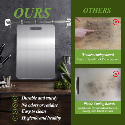 Titanium Cutting Board, 100% Pure Titanium Cutting Boards for Kitchen, Double Sided Food-Grade, Dishwasher Safe Chopping Board for Cutting Meat Vegetable Fruit (11.5"L x 8"W)