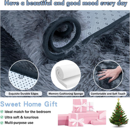 Rezutan Extra Large Fluffy Area Rug for Bedroom Living Room, 9x12 Feet Blue Gray Modern Indoor Carpets Room Colorful Rugs, Plush Indoor Nursery Classroom Home Decor Bedside Rug with Non-Slip Bottom