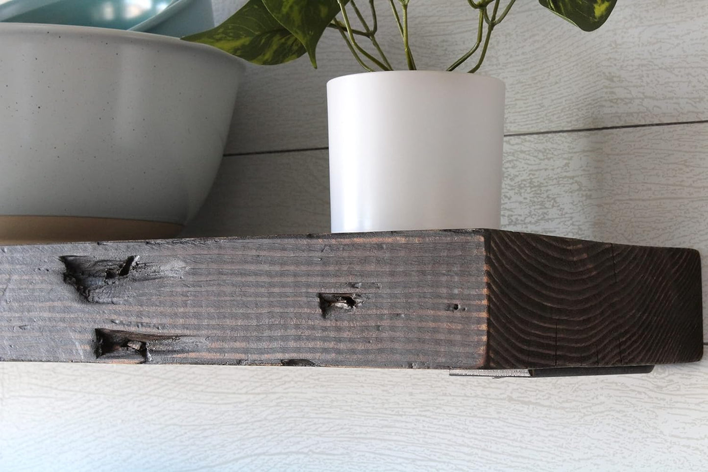 Urban Legacy Reclaimed Barn Joist Deep Floating Shelves | Deep Shelves with Low Profile Shelf Bracket with High Weight Capacity, Set of 2 (24" x 11" x 2.5", Rustic Brown)