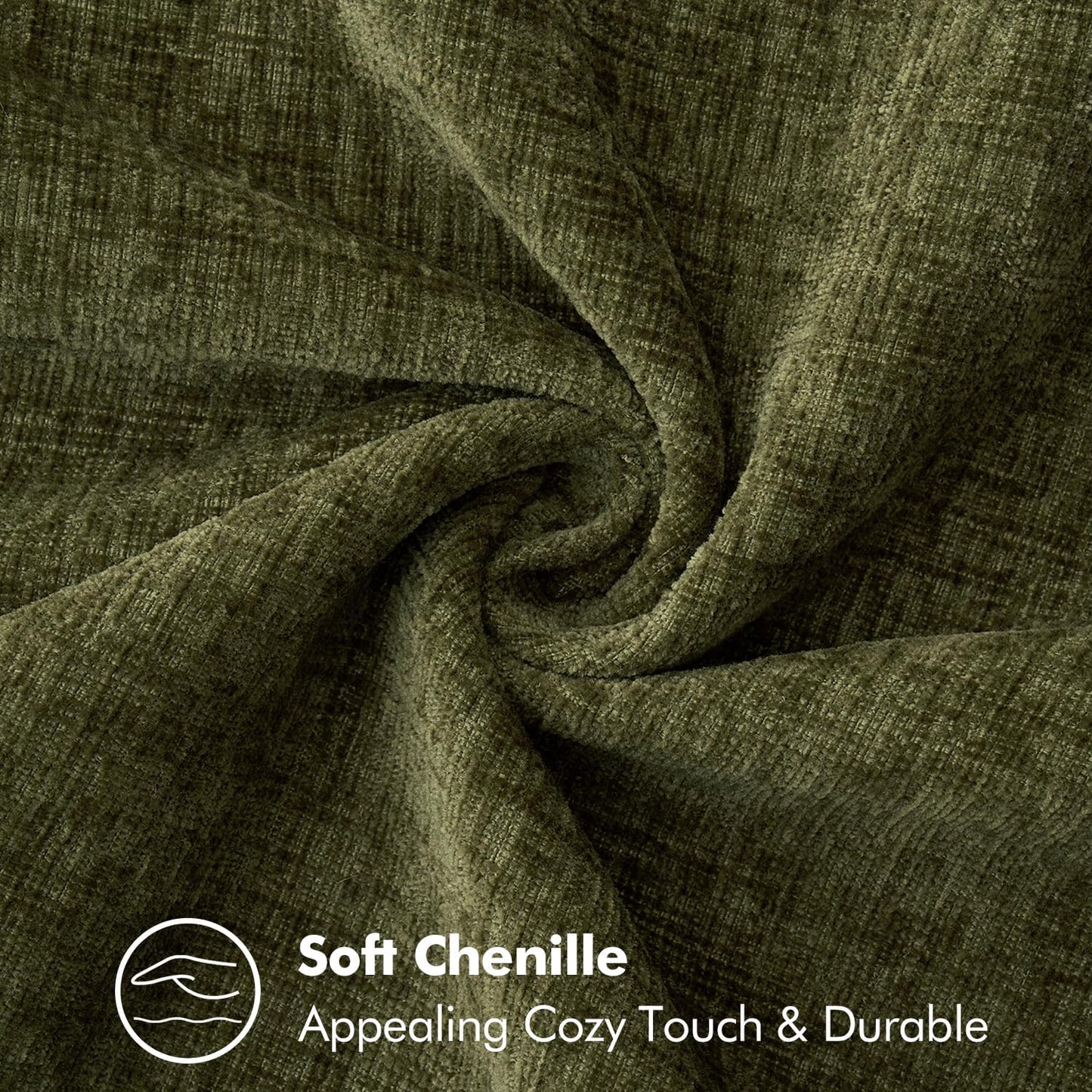 MIULEE Pack of 2 Couch Throw Pillow Covers 16x16 Inch Olive Green Farmhouse Decorative Pillow Covers with Stitched Edge Soft Chenille Solid Dyed Spring Pillow Covers for Sofa Bed Living Room