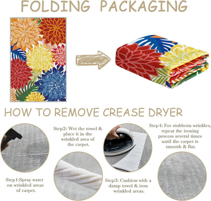 Area Rug 2x3 Washable Entry Small Rug Multicolored Tropical Botanical Modern Floral Indoor Kitchen Door Mat Entrance Carpet Non Slip for Bedroom Living Room, Porch