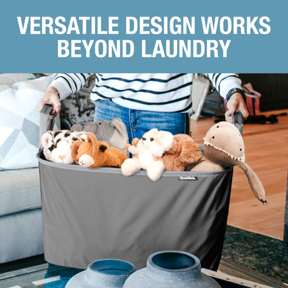 CleverMade Collapsible Laundry Basket LUXE, 60L Pop-Up Hamper, 2 Pack, Navy
