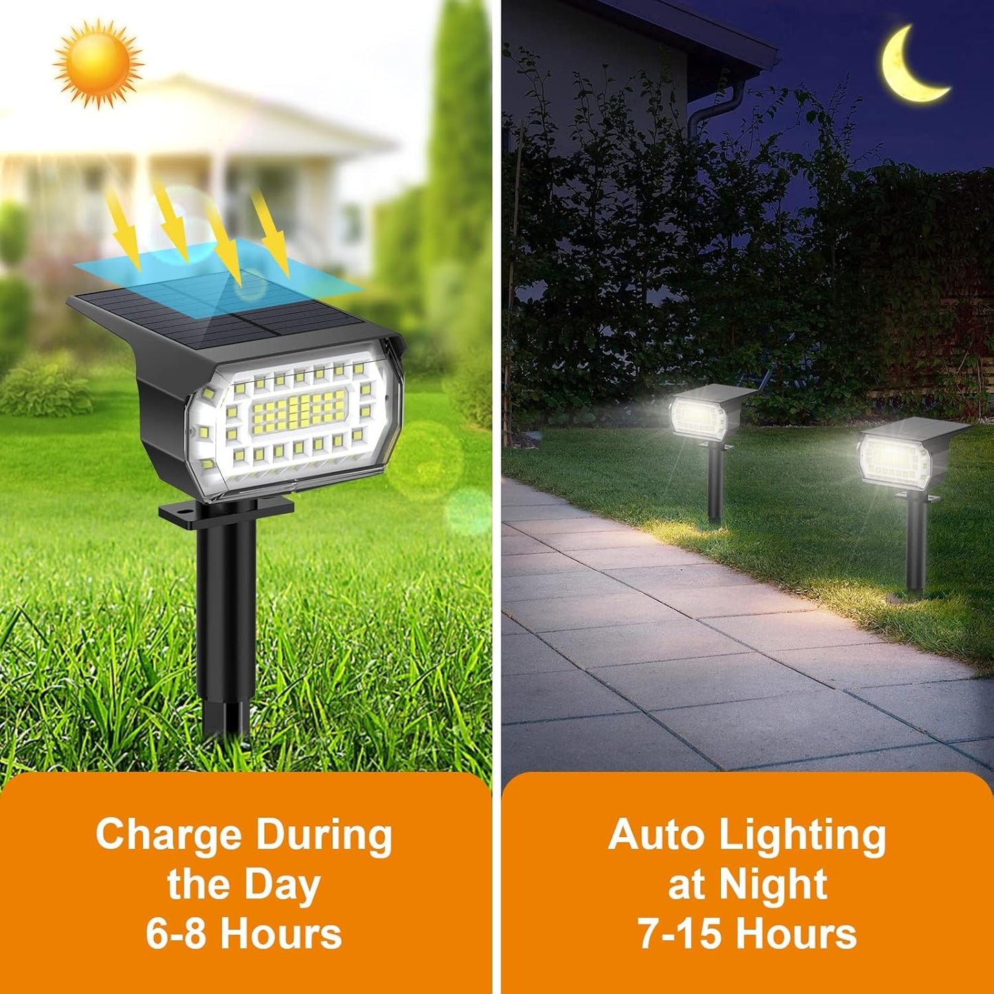 LANSOW Solar Spot Lights Outdoor, [2 Pack/57 LED] 2-in-1 Solar Landscape Spotlights, 3 Modes IP65 Waterproof Dusk to Dawn Solar Powered Flood Wall Lights for Outside Yard Garden Path(Cool White)
