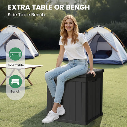 50 Gallon Storage Box, Waterproof Deck Box for Indoor & Outdoor Use, Lockable Pool Storage Bin for Package Delivery, Outdoor Bench for Patio Cushions, Garden Tools, Backyard, Black