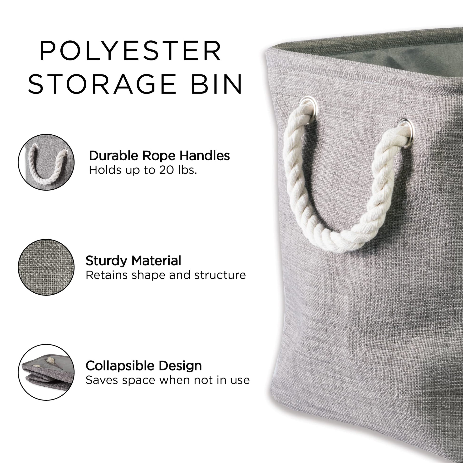 DII Collapsible Polyester Storage Bin, Variegated, Cream, Large