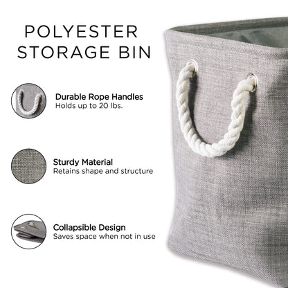 DII Collapsible Polyester Storage Bin, Variegated, Cream, Large