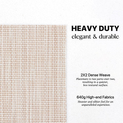 LEXMORE Placemats Set of 6 Vinyl/Plastic Woven Place Mats for Kitchen Table Indoor/Outdoor Washable Placemat Wipeable Dining Table Mats(A-Beige White)