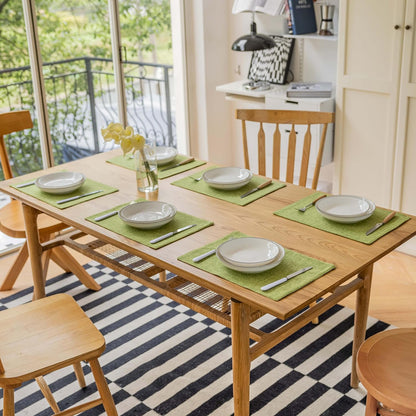 Demetex Table Placemats Set of 8 Olive Green Linen Place Mats Washable Fabric Plate Mats for Picnic Camping Barbecue, 13x19 inch, Lime Green