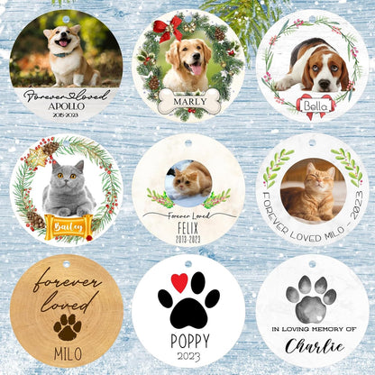 Personalized Christmas Ornaments,Double-Sided Ceramics Picture & Photo Custom Dog Cat Pet Ornament,Dog 1st Ornament 2025,Customized Xmas Ornaments