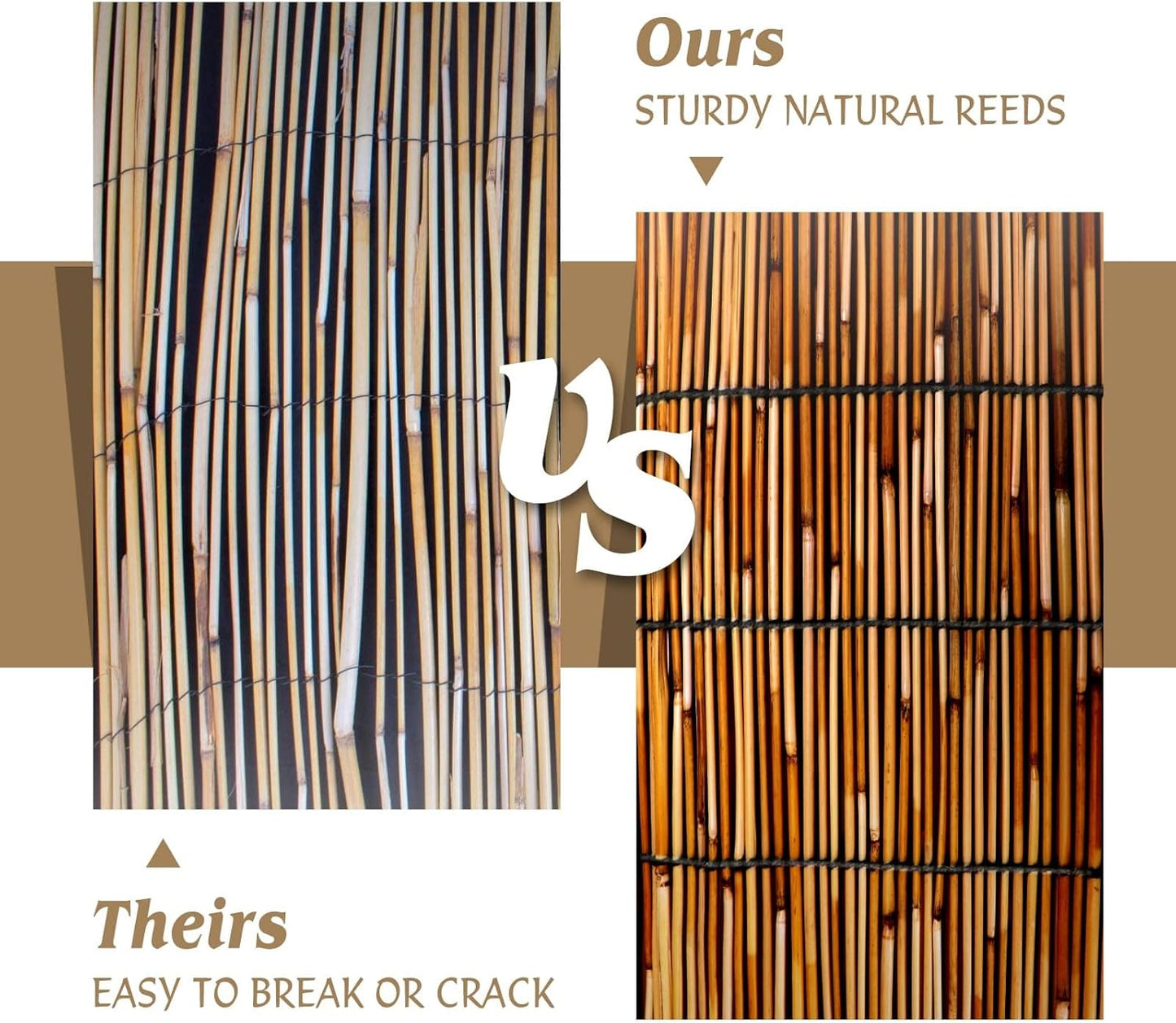 ZNCMRR Natural Bamboo Fencing 6 Feet High Privacy Fence Reed Fencing Rolls Screen Curtains for Balcony Patio Shades Garden Backyard Outdoor （Brown）
