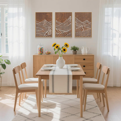 HPINUB Line Style Mountain Framed Canvas Wall Art Set, Vintage Tree Rings Wall Decor, Abstract Tree Spiral Wall Painting, Modern Nature Art Prints for Living Room,Bedroom,Farmhouse-16 x24 x3