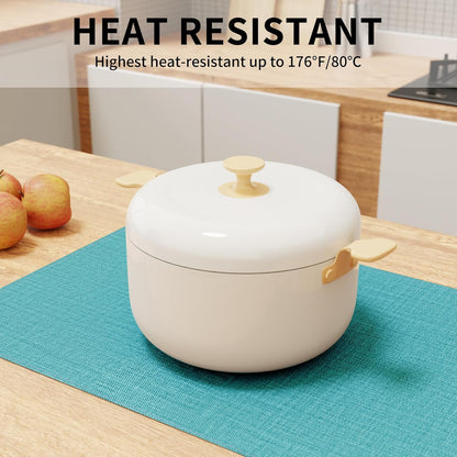 Cloth Placemats, Set of 4 Heat-Resistant Cotton Linen Blend Double Layered Machine Washable Place Mats, Wrinkle Free Thick Fabric Dining Table Mats for Indoors & Outdoors (Teal, 4)