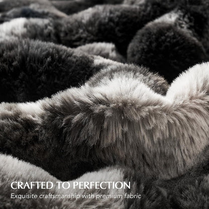 EVERGRACE Ultra Soft Luxury Fluffy Ridgeline Faux Rabbit Fur Bubble Throw Blanket, Thick Warm Fuzzy Throw for Bed, Cozy Plush Reversible Blanket for Couch,Charcoal Gray Heather, 60x80 Inches, 870 GSM