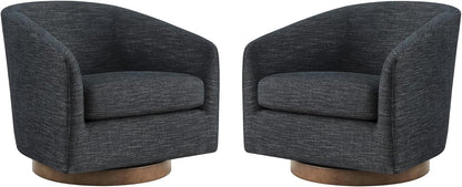 CHITA Swivel Accent Chair Set of 2, FSC Certified Upholstered Fabric Barrel Chair for Living Room, Fully Assembled, Midnight