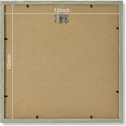 Vittanly 12x12 Picture Frames Set of 9, Shatter Resistant Plexiglass, Display 8x8 Pictures with Mat or 12x12 without Mat, Photo Frames for Wall Mount, Engineered Wood, Driftwood