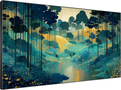 SIGNWIN 46"x72" Extra Large Framed Wall Art Whimsical Fantasy Forest, Vibrant Nature Landscape for Home Living Room Bedroom Decor (Frame Assembly Required)