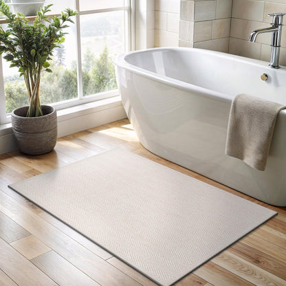 CAMILSON Easy Jute Rug 2x3, Indoor Outdoor Off-White Color Fiber Area Rugs for Bathroom and Kitchen Rug, Herringbone Seagrass Boho Woven Design, Easy-Cleaning, Washable Outside Carpet Alfombras 2 x 3