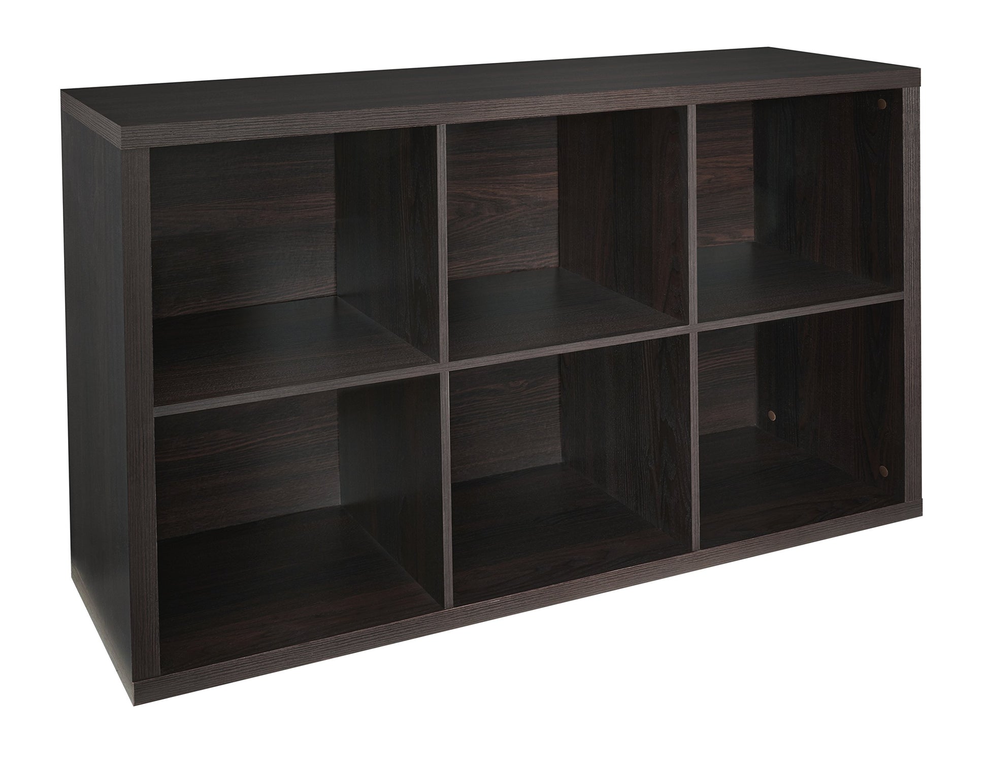 ClosetMaid 6 Cube Storage Shelf Organizer Bookshelf with Back Panel, Easy Assembly, Wood, Black
