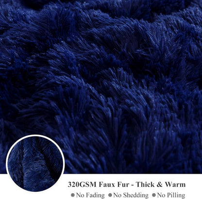 XeGe Luxury Faux Fur Throw Blanket, Blue Soft 50x60 Fluffy Blanket Throw, Shaggy Plush Decorative Couch Blanket, Cute Furry Bed Throw Holidy Fuzzy Lap Blanket for Kids Women Men Teen Girls Royal Blue