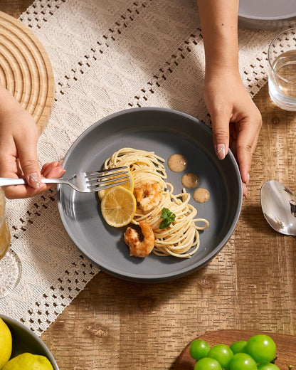 famiware Milkyway 33 oz Bowl Set, Pasta Bowls Set of 4, Salad Bowls Perfect for Your Friend for Housewarming, Thanksgiving, Christmas, Dark Gray