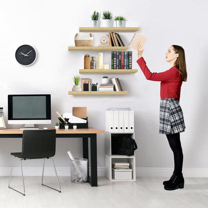 Sorbus Floating Shelves for Wall - 24" Bathroom Shelves, Wall Decor for Bedroom, Kitchen, Living Room, Home Decor & Book Storage - Mounted Floating Shelf with Invisible Brackets (Maple Wood, 4 Pack)