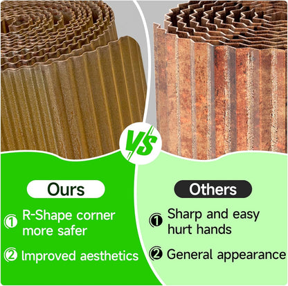 Corrugated Garden Edging,10"×20Ft Pre-Rusted Landscape Edging & Lawn Edging Border,Metal Garden Border for Flower Beds,Garden,Lawn,Raised Beds & Tree Surrounds