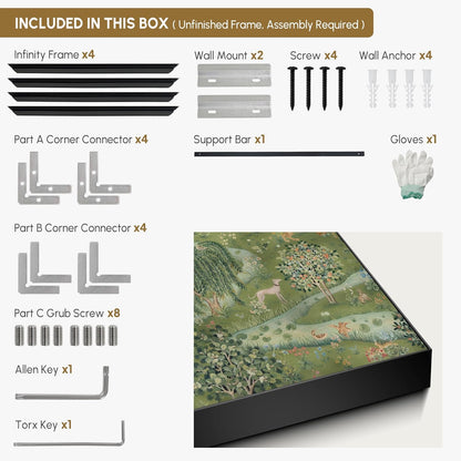 SIGNWIN 36"x72" Extra Large Framed Wall Art Medieval Fantasy Forest with Woodland Animals, Storybook-Inspired Scene for Home Living Room Bedroom Decor (Frame Assembly Required)