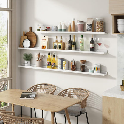 Picture Ledge Shelf for Wall, 36 inch Solid Pine Wood Nursery Book Shelves 2 Packs, Floating Ledge Shelves for Kids' Room Bedroom Bathroom Living Room Photo Frames Office Nursey Wall Decor, White