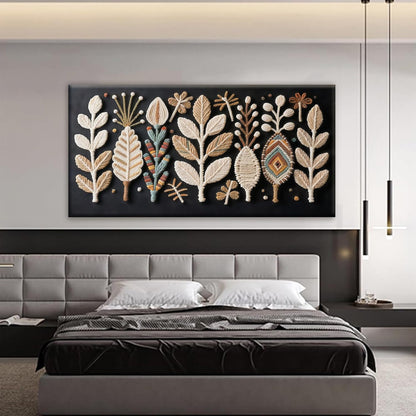 Tsomzxng Large Boho Black Wall Art For Living Room Chic Home Wall Art Modern Multicolor Leaves Feather Canvas Wall Art Decor Picture For Bedroom Apartment Kitchen Home Wall Decor 29" W X 58" L