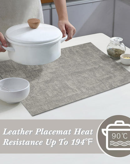 SUEH DESIGN Leather Placemats Set of 6 Reversible Table Mats Heat Resistant Waterproof No-Slip Place Mats for Dining Table Kitchen Parties