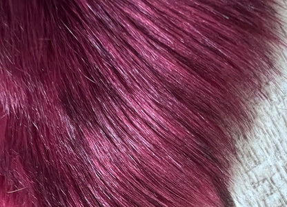 LAMBZY Faux Sheepskin Super Soft Hypoallergenic Free Shape Silky Shag Rug, Luxury Shaggy Plush Carpet for Bedrooms Living Kids Room Sofa Rugs (Burgundy, Triple Side by Side 3'x6')